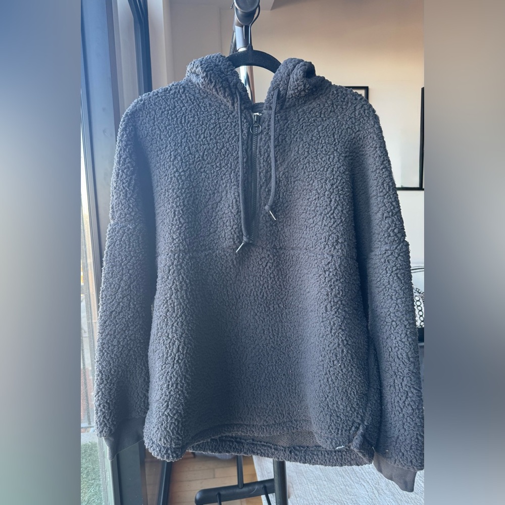 PINK Victoria's Secret Black Sherpa Hoodie